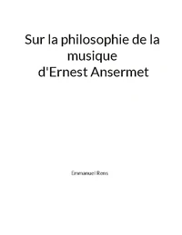 Sur la philosophie de la musique d'Ernest Ansermet
