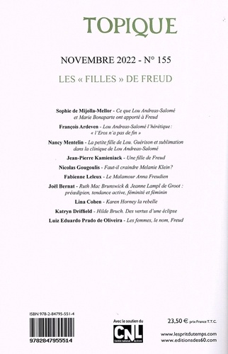 Topique N° 155, novembre 2022 Les "filles" de Freud