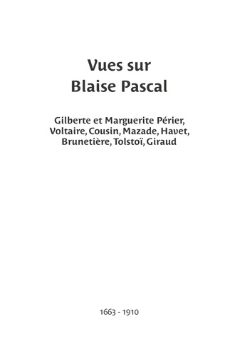 CARTEL  Vues sur Blaise Pascal. anthologie