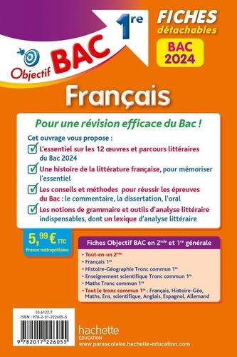 Français écrit et oral 1re. Fiches détachables  Edition 2024