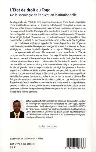 L'état de droit au Togo. De la sociologie de l'éducation institutionnelle