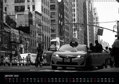 CALVENDO Places  New York en noir et blanc(Premium, hochwertiger DIN A2 Wandkalender 2020, Kunstdruck in Hochglanz). À la découverte de New York (Calendrier mensuel, 14 Pages )