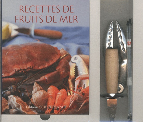 Solenne Lambert - Recettes de fruits de mer - Coffret avec un livre, un couteau à huîtres, une pince à crustacés et 4 curettes à crabes.