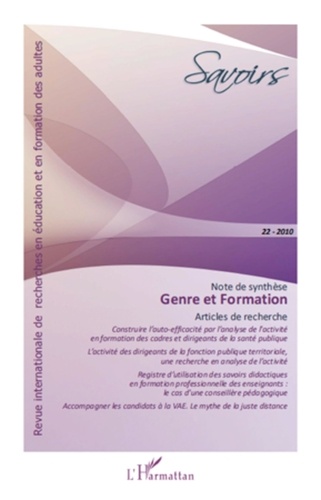 Solveig Fernagu-Oudet - Savoirs N° 22, 2010 : Genre et formation.