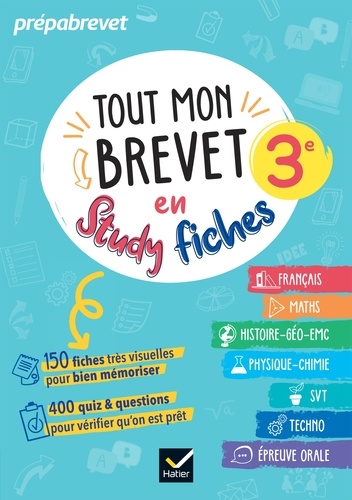 Tout mon brevet 2024 en studyfiches - 3e (toutes les matières). fiches visuelles & quiz pour réviser son brevet facilement