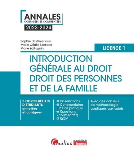Introduction générale au droit - Droit des personnes et de la famille. Licence 1  Edition 2023-2024