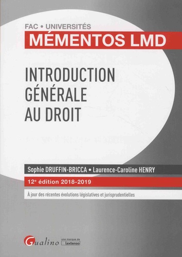 Introduction générale au droit  Edition 2018-2019