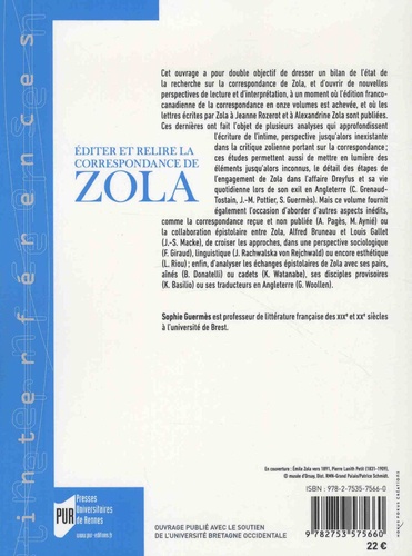 Editer et relire la correspondance de Zola