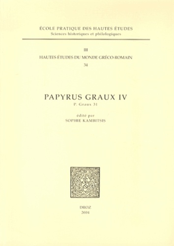 Sophie Kambitsis - Papyrus Graux IV - P. Graux 31.