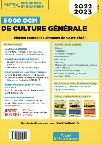 5000 QCM de culture générale  Edition 2022-2023