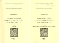 Les inscriptions éléennes dialectales (VIe-IIe siècle avant J-C)