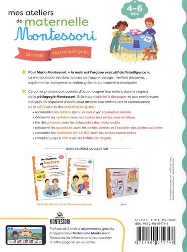 Mes ateliers de maternelle Montessori. Lecture-Mathématiques