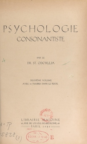 Psychologie consonantiste (2). Avec 40 figures dans le texte