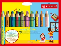 10 crayons multi-talents STABILO woody 3 in 1 duo + 1 taille-crayon