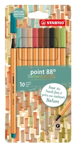 10 stylos-feutres STABILO point 88 NatureCOLORS - Pointe fine