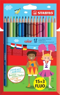 18 crayons de couleur STABILO color (dont 3 fluo)