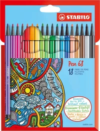 18 feutres de dessin STABILO Pen 68