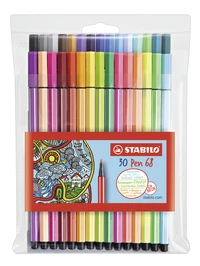 30 feutres de dessin STABILO Pen 68 (dont 6 fluo) - Pointe moyenne