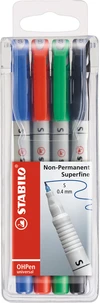 4 marqueurs non-permanents STABILO OHPen universal soluble 0,4 mm - Pointe super fine