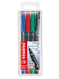 4 marqueurs permanents STABILO OHPen universal 0,7 mm - Pointe fine