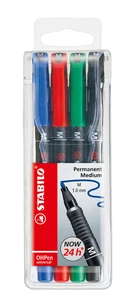 4 marqueurs permanents STABILO OHPen universal 1 mm - Pointe moyenne