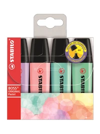 4 surligneurs STABILO BOSS ORIGINAL Pastel - Série 1