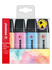 4 surligneurs STABILO BOSS ORIGINAL Pastel - Série 3
