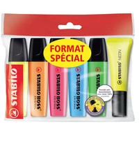 5 surligneurs stabilo boss original + 1 stabilo neon jaune