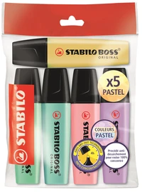 5 surligneurs stabilo boss original pastel