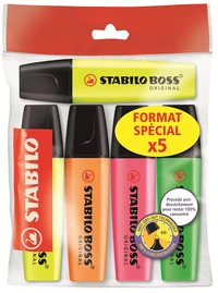 5 surligneurs STABILO BOSS ORIGINAL