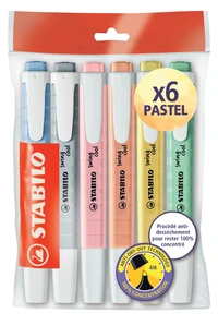 6 surligneurs STABILO Swing Cool Pastel