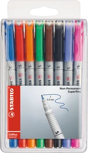 8 marqueurs non-permanents STABILO OHPen universal soluble 0,4 mm - Pointe super fine