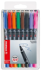 8 marqueurs permanents STABILO OHPen universal 0,4 mm - Pointe super fine