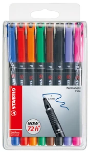 8 marqueurs permanents STABILO OHPen universal 0,7 mm - Pointe fine