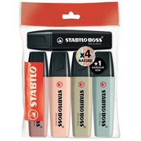 Ecopack x 5 stabilo boss original naturecolors dont 1 marqueur noir
