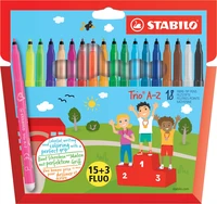 Etui 18 feutres trio a-z 15+3 fluo
