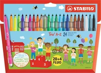 Etui 24 feutres trio a-z 20+4 fluo