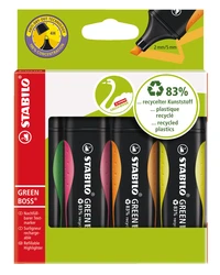 Etui 4 green boss - jaune + vert + orange + rose