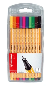 Pochette de 10 feutres Stabilo Point 88 - Palette de 10 couleurs