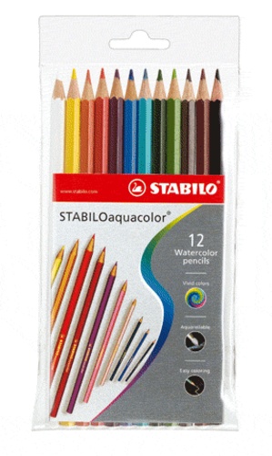 STABILO - Pochette de 12 crayons de couleur Aquacolor