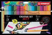 Set créatif de 36 feutres STABILO ARTY (18 STABILO Pen 68 + 18 STABILO point 88)