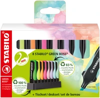 Set de bureau de 8 surligneurs STABILO GREEN BOSS