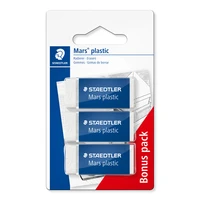 Blister 3 gommes mars plastic blanches sans latex