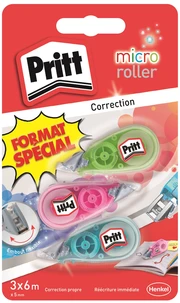 BLISTER RUBAN CORRECTEUR PRITT MICRO ROLLY LOT DE 3  5MM X 6M