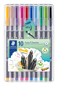 Boîte de 10 feutres Staedtler Triplus® Fineliner 334 - Pointe superfine 0,3 mm - Couleurs assorties