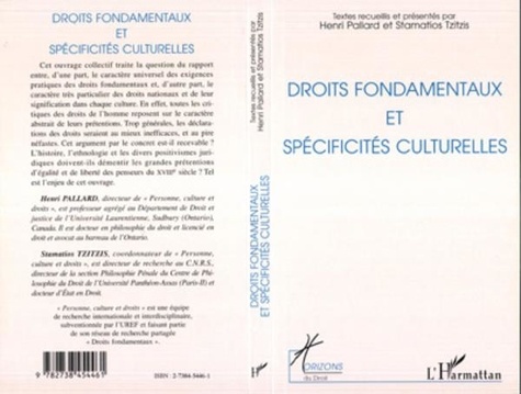 Stamatios Tzitzis et Henri Pallard - Droits fondamentaux et spécificités culturelles - [actes du colloque, Paris, 4-5 novembre 1994].