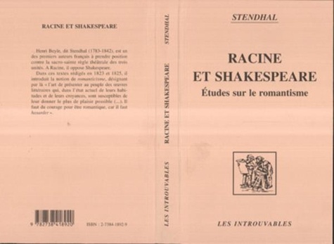  Stendhal - Racine et Shakspeare [sic] - Études sur le romantisme.