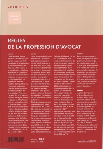 Règles de la profession d'avocat  Edition 2018-2019