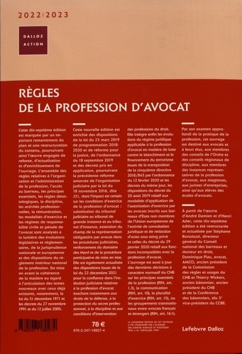 Règles de la profession d'avocat  Edition 2022-2023