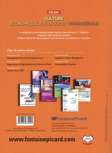 CEJM Culture économique, juridique et managériale BTS 1re année  Edition 2019-2020